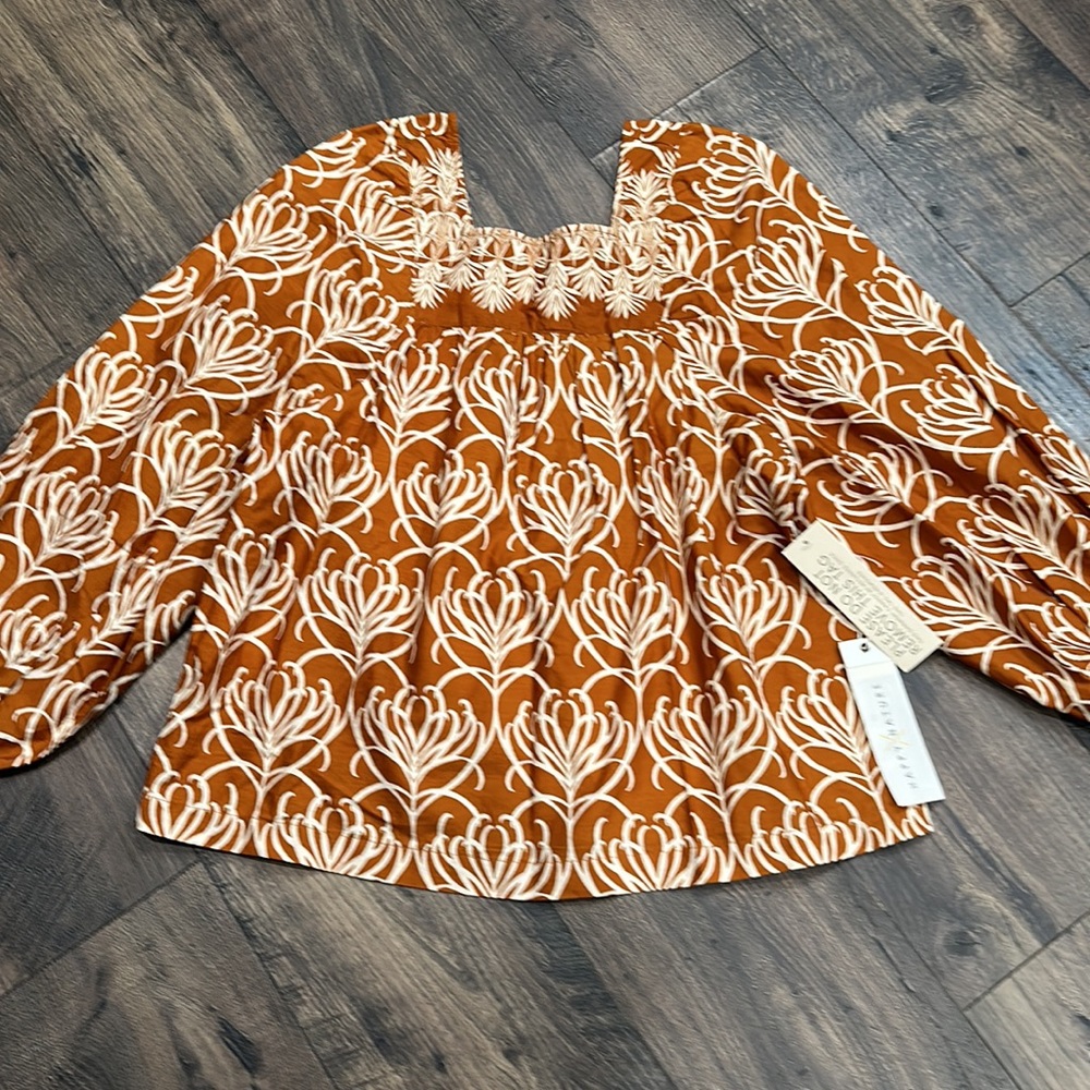NEW w/tags Happy X Nature Kate Hudson Misty Printed Blouse Top Size Small